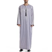 Men Thobe Long Men'S Muslim Clothes Durable Kaftan Robe Dubai Long Gown Ethnic Clothes,1pc Soft Robe Abaya Dress