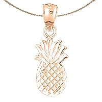 Pineapple Necklace | 14K Rose Gold Pineapple Pendant with 18