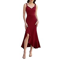 Light Bridesmaid Dress for Women Women's Long Formal Dresses Sleeveless V Neck Cocktail Wedding Guest Dresses