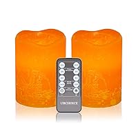 Orange Flameless Candles Battery Operated Candle, Set of 2 (D 3