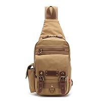 Canvas Sling Chest Bag Cross Body Messenger Fanny Pack Shoulder Backpack Travel Rucksack Hiking Daypack For Men & Women