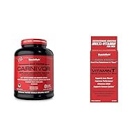 MuscleMeds Carnivor Beef Protein Isolate Powder 72 Ounce & Vitamin T Daily Multivitamin for Men, Chocolate, 90 Count
