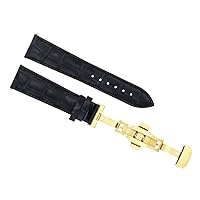 Ewatchparts 22MM LEATHER BAND STRAP COMPATIBLE WITH BREITLING BENTLEY COLT DEPLOYMENT CLASP GOLD BLACK
