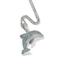 Dolphin Animal Cubic Zirconia Pendant Iced Out Bling 18K Gold Plated Necklace for Men Women Hip Hop Jewelry