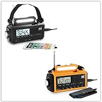 5000 Auto NOAA Digital Weather Radio,5 Way Powered Solar Hand Crank Portable Emergency Radio/Phone Charger with Backlit LCD Screen,AM/FM/Shortwave Bundle with Yellow Emergency Weather Radio