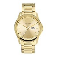Armani Exchange A｜X Men's Three-Hand Day-Date Gold-Tone Stainless Steel Watch (Model: AX1734)