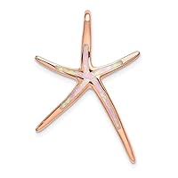 925 Sterling Silver Rose Plated Simulated Opal Inlay Star Animal Sealife Fish Slide Jewelry for Women