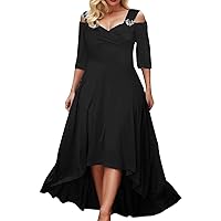 Womens Plus Casual Dress New European and Solid Color Sexy Shoulder Dress 2024 Summer Large Size Women's Long