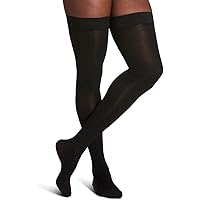 Men’s Essential Cotton 230 Closed Toe Thigh-Highs w/Grip-Top 20-30mmHg - Black - Large Long