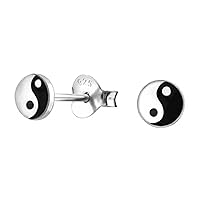Yin Yang .925 Sterling-Silver Tiny Stud Earrings (Hypoallergenic)