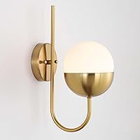 Brass Gold Wall Sconce,Mid Century Modern Wall Light,Globe Wall Lighting with Frosted Glass Shade,Wall Mount Light Fixture for Bathroom Kitchen Bedroom Hallway Living Room