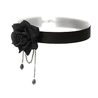 Elegant Retro Rose Flower Collarbone Chain Clavicle Necklace Gothic Lolita Black Lace Collar Choker Ornament Wedding Halloween Accessories