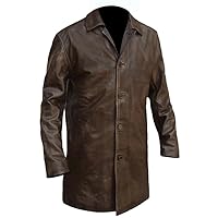 Premium Handmade Distressed Brown Leather Coat with Vintage Appeal