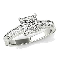 2 CT Princess Cut Moissanite Diamond Handmade Engagement Ring Sterling Silver Solitaire Bridal Wedding Rings for Women, Anniversary Ring Gifts