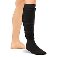 BraceAbility Lymphedema Leg Wrap - Swollen Calf Garment Brace for Lower Extremity Edema Swelling, Lymphatic Drainage, Water Retention Sleeve - 20-30 mmHg Medical Compression Socks Included (M)