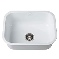 Kraus KEU-12 WHITE Pintura 16 Gauge Undermount Single Bowl Enameled Stainless Steel Kitchen Sink, 23-inch, White Rounded