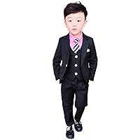 Boys' One Button 3-Piece Suit Notch Lapel Jacket Vest Pants for Prom Party Dinner