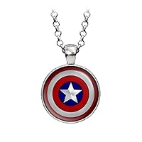 Captain Pendant, Comics Shield Jewelry, Superhero League Necklace