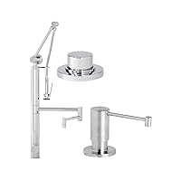 Waterstone 3710-18-3-CH Hunley Single Handle Kitchen Faucet with18-Inch Articulated Spout and Pull Out Spray and Air Switch, Chrome
