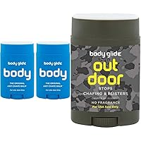 Body Glide Original Anti Chafing Stick Balm 1.5oz-2pack + Body Glide Outdoor Anti Chafe Balm 1.5oz