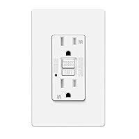 ELECTECK 15 Amp Outdoor GFCI Outlets, Weather Resistant (WR), Self-Test GFI Receptacles with LED Indicator, Ground Fault Circuit Interrupter, Screwless Wallplate Included, ETL Listed, White