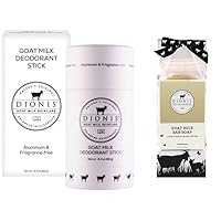 Dionis Goat Milk Skincare Deoderant Stick + Goat Milk Vanilla Bean Bar Soap Shower & Bath 3 Pc Travel Set