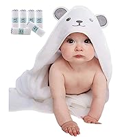 HIPHOP PANDA Baby Washcloths 6 Pack and Hooded Baby Towel, Bear