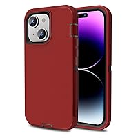 Compatible with iPhone 15, Dual Layer Shockproof Full Body Cover Military Grade Drop Protection Heavy Duty Phone Case for Apple iPhone 15/14/13 6.1 inch (Red/Black)
