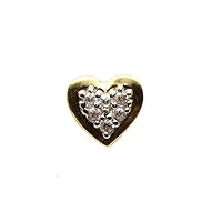 14K Yellow Gold Plated 925 Sterling Silver Round Cut Cubic Zirconia Heart Stud Nose Pin for Women's