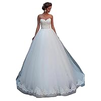 Women's Strapless White A-Line Wedding Dress with Pearls Belt of Bridal Dress A Type