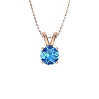 Diamondere Natural and Certified Gemstone Solitaire Necklace in 14k Solid Gold | 0.40 Carat Pendant with Chain