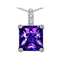 Sterling Silver Large 12mm Square Cut Pendant