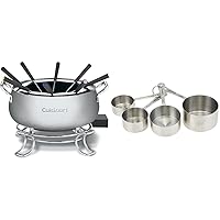 Cuisinart Fondue Pot, 3 Quart, For Chocolate, Cheese, Broth, Oil, Stainless Steel, CFO-3SSP1 & CTG-00-SMC Stainless Steel Measuring Cups, Set of 4,Silver
