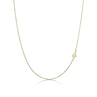 KEZEF 18k Gold Over Sterling Silver 1mm Box Chain Necklace Made in Italy | Sterling Silver Necklace Chain For Women | Gold Chain Necklace for Women, Men & Girls