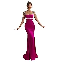 Women's Bodycon Mermaid Long Evening Gowns for Women Crystal Beading Sexy Prom Dress