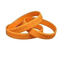 25 Leukemia Awareness Silicone Bracelets - Adult Size - Show Your Support - 25 Bracelets - Made of 100% Silicone - No Latex Orange 8 inches