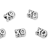 20pcs XO Hugs and Kisses Large Hole Loose Beads (Hole Size 4.5mm) Antique Silver Metal Spacer for Earrings Bracelet Necklace Anklet Jewelry Making MEC-B3