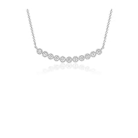 0.50 CT Round Created Diamond Halo Bar Pendant Necklace 14K White Gold Finish