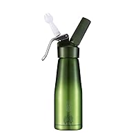 Professional Cream Whipper Maker, Aluminum Whipped Dispenser & 2 Holders with 3 Decorating Nnozzles Leak Proof-use 8 Gram Cream Chargers,1 Pint, 500ml(Not Included), Green