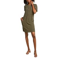 Maggy London Women's Shift Dress with Hidden Half Placket and Faux Horn Buttons