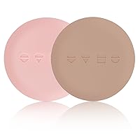 2PC Travel Powder Puff Holder, Premium Soft Skin-Friendly Silicone Makeup Sponge Beauty Puff Case, Fit Triangle Round Puffs Sponges Keep Clean in Make-up Drawer/Bag/Purse, Light Pink and Khaki