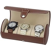 Watch Box Watch Case Travel Watch Roll For 3 Watch Portable Watch Organizer Watch Organizer Collection (Color : Brown Size : 19 9 9CM)