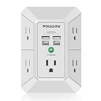 5-Outlet Power Strip with 4 USB Ports - Surge Protector for Home, Office, School - ETL Listed