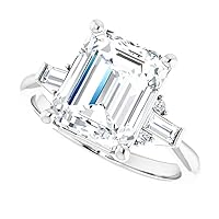 JEWELERYIUM 3 CT Emerald Cut Colorless Moissanite Engagement Ring, Wedding/Bridal Ring Set, Halo Style, Solid Sterling Silver, Anniversary Bridal Jewelry for Wife
