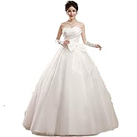 Floor Length Beaded Strapless A-Line Ball Gown Wedding Dress