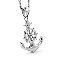 Mens Stainless Steel Nautical Surfing Beach Anchor Pendant Necklace Men