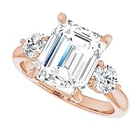 JEWELERYIUM 3 CT Emerald Cut Colorless Moissanite Engagement Ring, Wedding/Bridal Ring Set, Halo Style, Solid Sterling Silver, Anniversary Bridal Jewelry, Lovely Ring For Wife