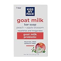 Goat Milk Bar Soap - Peach + Apple Blossom - Probiotic Goat Milk Soap Bar - Cruelty Free and Palm Oil Free (Peach + Apple Blossom, Pack of 1)