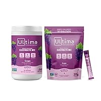 Ultima Replenisher Electrolyte Drink Mix Bundle – Grape, 90 Serving Canister & 20 Stickpacks – 6 Electrolytes & Minerals – Keto Friendly, Vegan, Non-GMO & Sugar-Free Electrolyte Powder