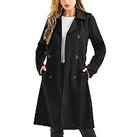 FARVALUE Women's Waterproof Trench Coat Long Double Breasted Windbreaker Classic Belted Lapel Overcoat with Removable Hood